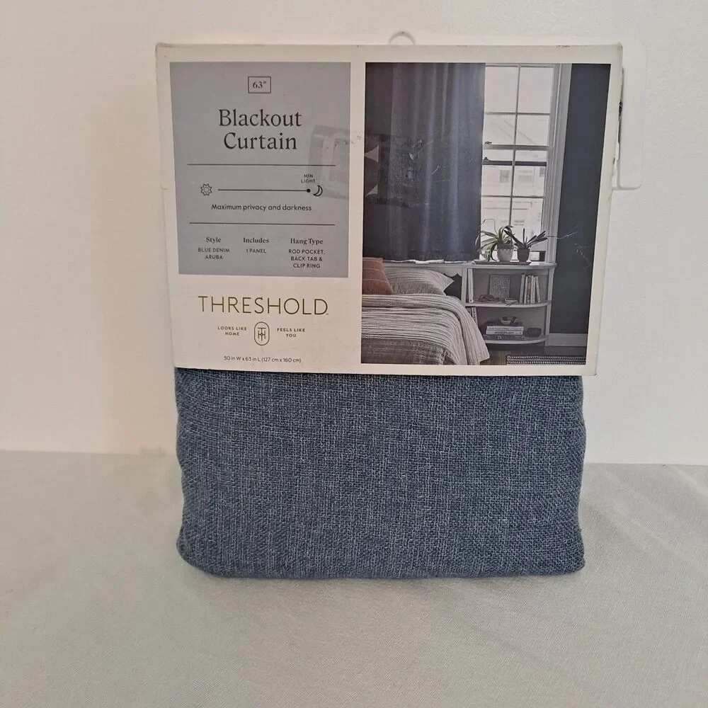 Threshold Blackout Curtain 1 Panel Aruba Blue Denim 3 Hanging Styles 50